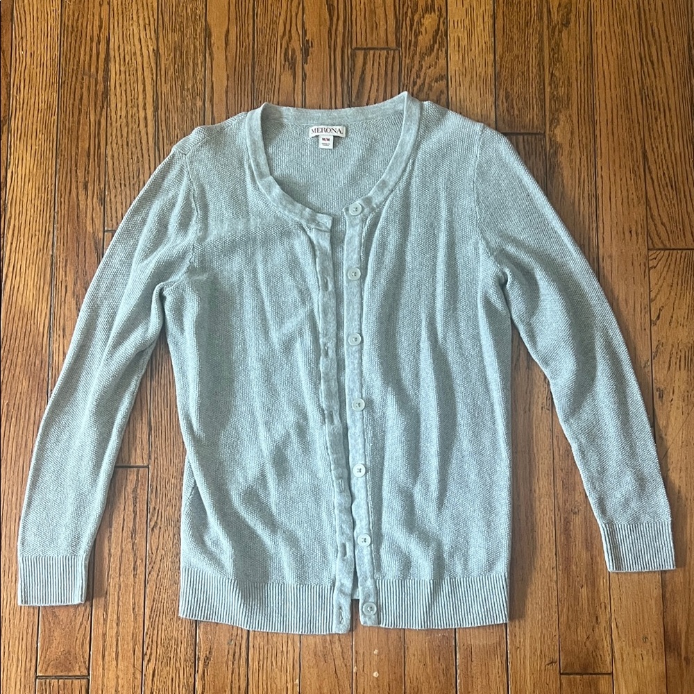 Merona Women's Light Grey Cardigan Sweater